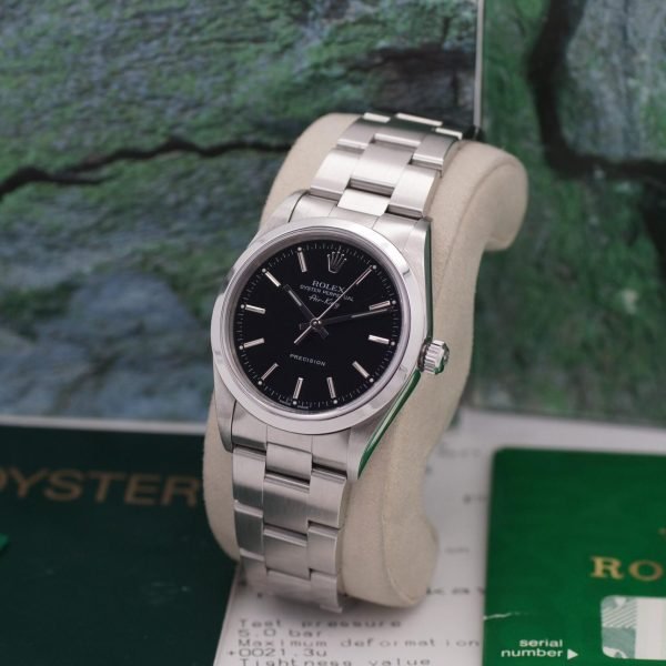 2435D-2. Rolex Air King Black Oyster 14000M Full Set, 2003, LC USA, Rolex Service 2018 (2)