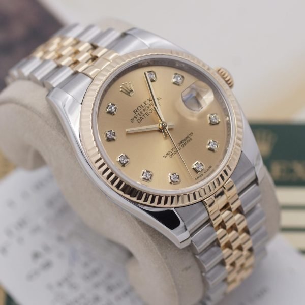 2632D 3 Rolex Datejust S&G champagner Diamant 116233 Papiere 2012 LC Asien (2)