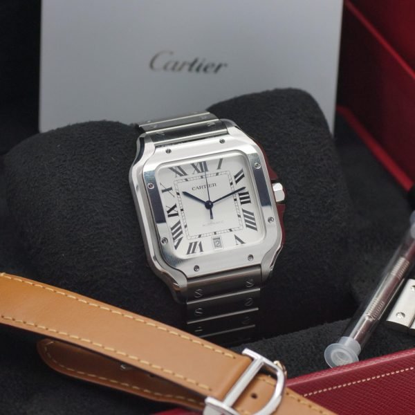 2802D-4. Cartier Santos Large White WSSA0018 Full Set 08-2025 NEU (1)