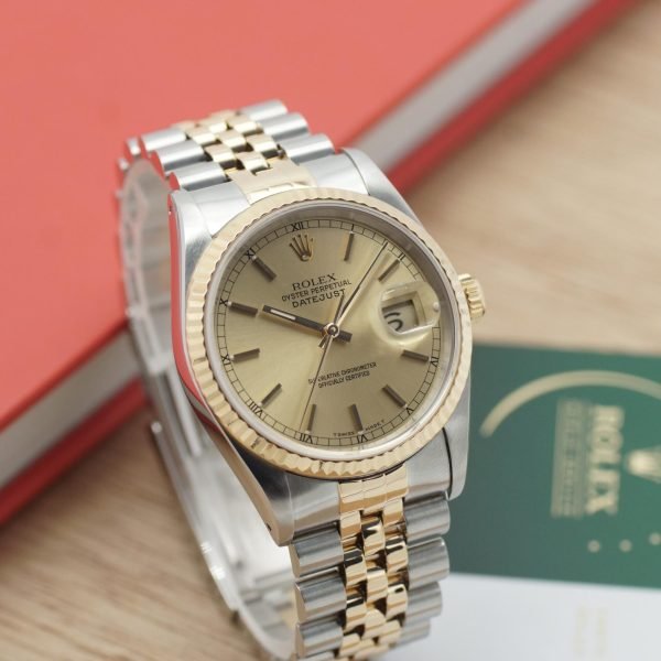 3110D-4. Rolex Datejust 36 16233 1990 Rolex Service 102025 Jubilee champagner dial (1)