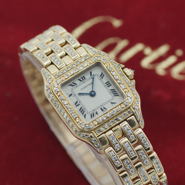 Cartier Panthere 8669 1990 Uhr mit Diamantbesatz[3729D-3] (1)